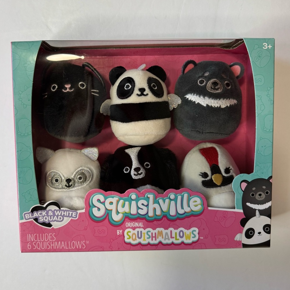 Squishville Squishmallows Black & White Varsity Squad Set of 6 Plush 2" Figures